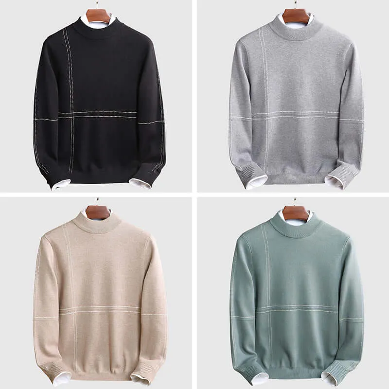 Men's Striped Mock Turtleneck Sweater