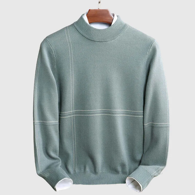 Men's Striped Mock Turtleneck Sweater