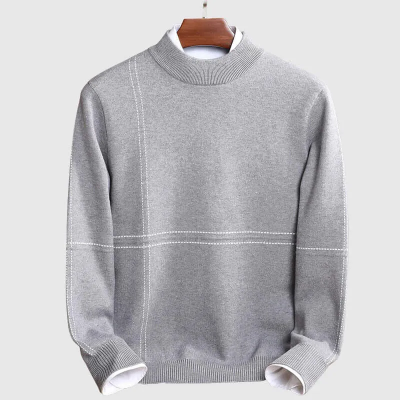 Men's Striped Mock Turtleneck Sweater