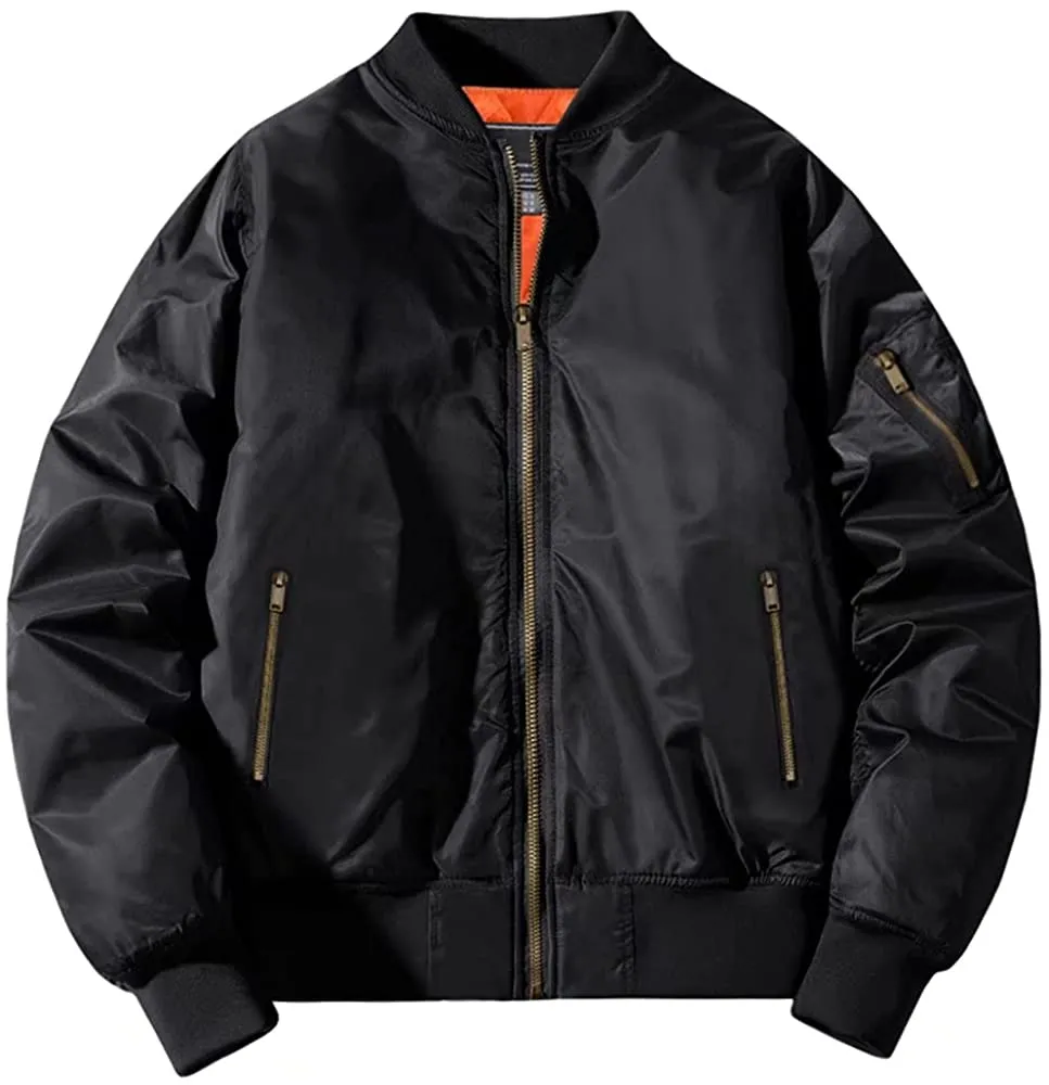 Men's Winter Zipper Pockets Bomber Jacket 02