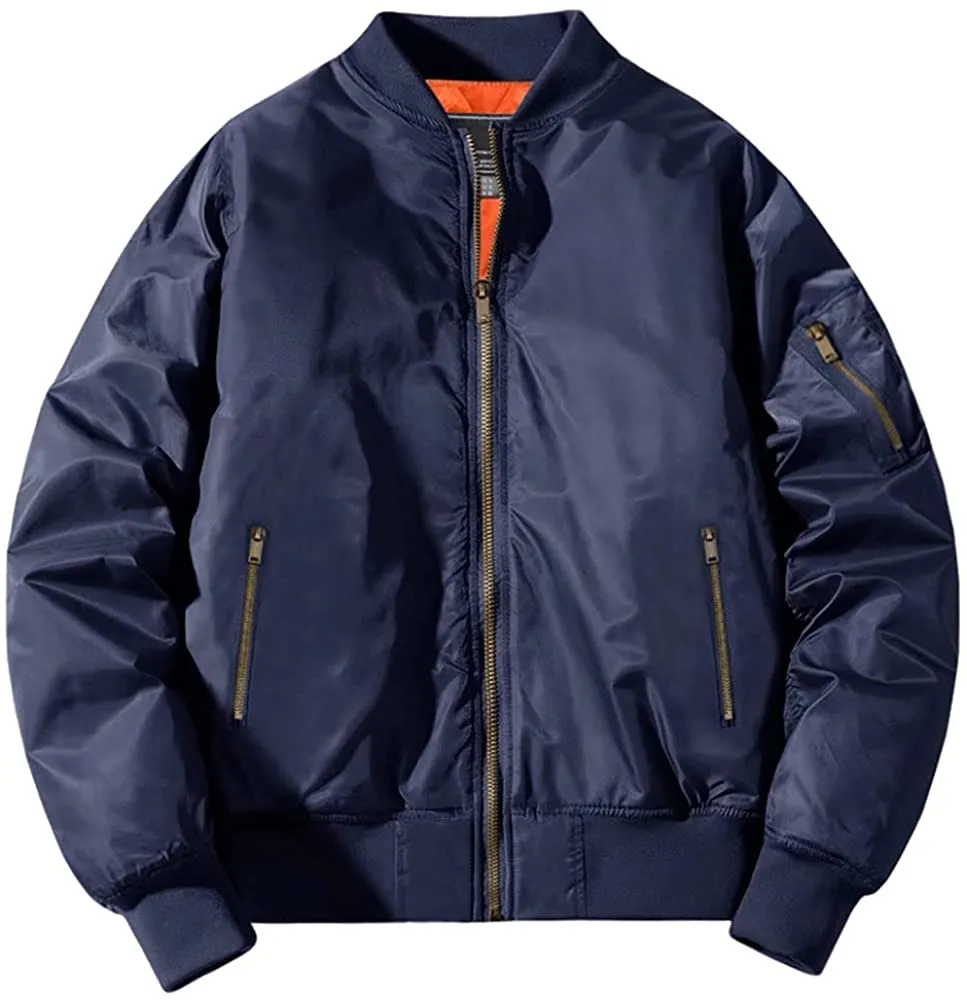 Men's Winter Zipper Pockets Bomber Jacket 02
