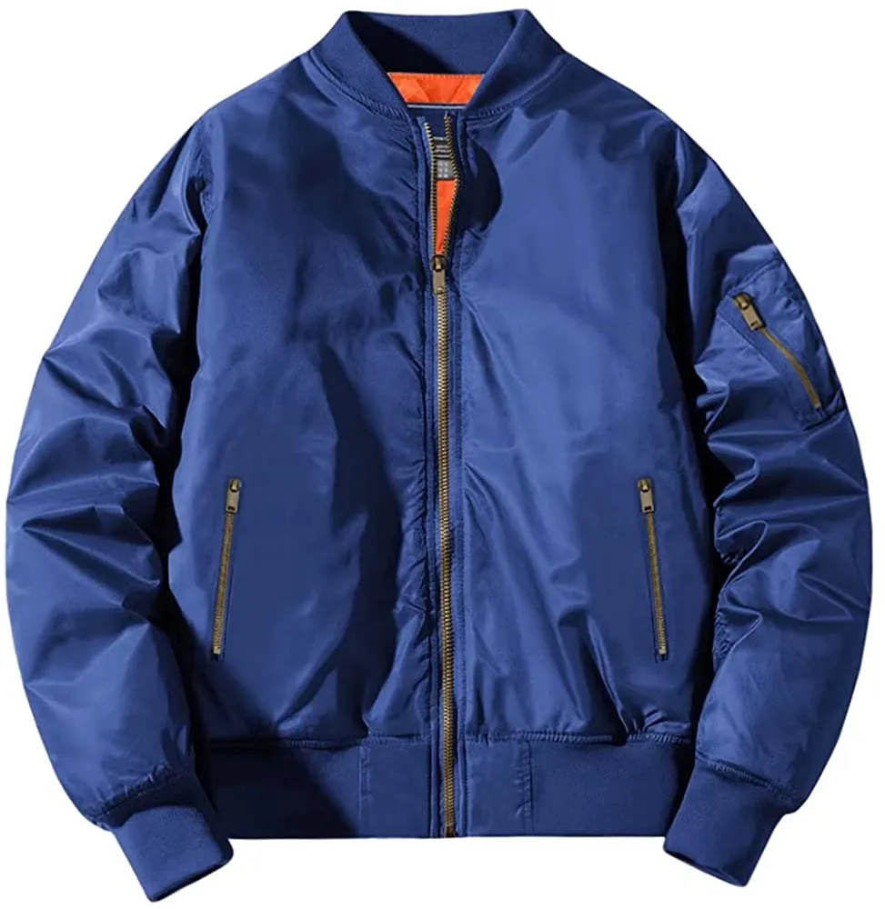 Men's Winter Zipper Pockets Bomber Jacket 02