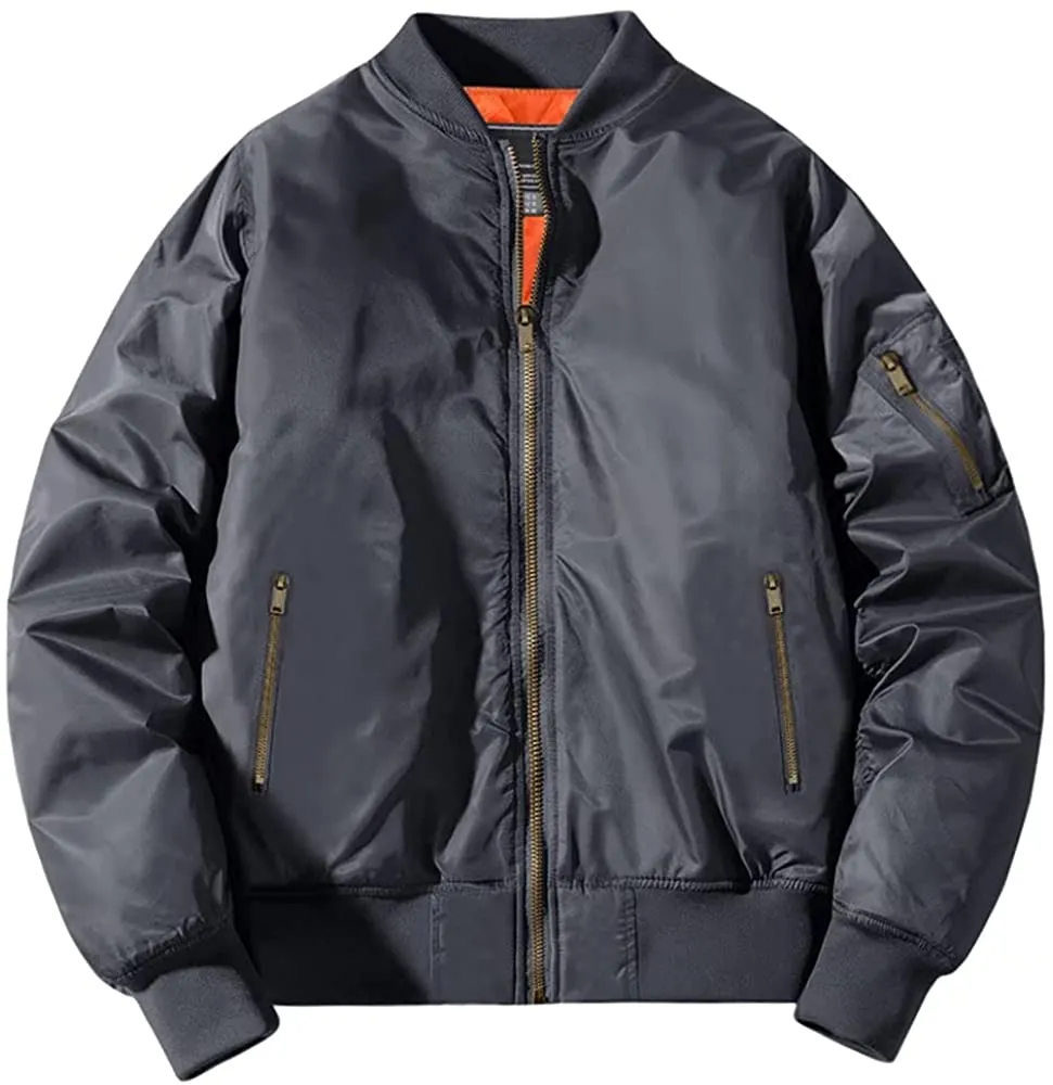 Men's Winter Zipper Pockets Bomber Jacket 02