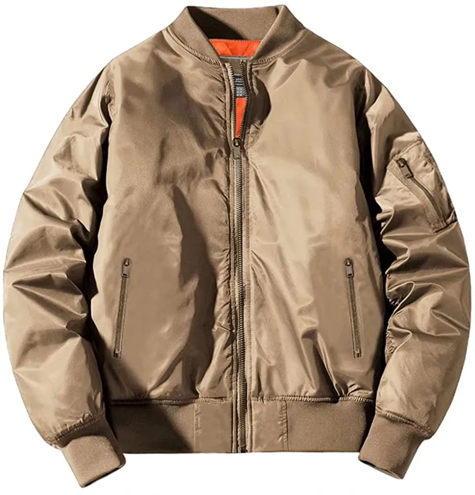 Men's Winter Zipper Pockets Bomber Jacket 02