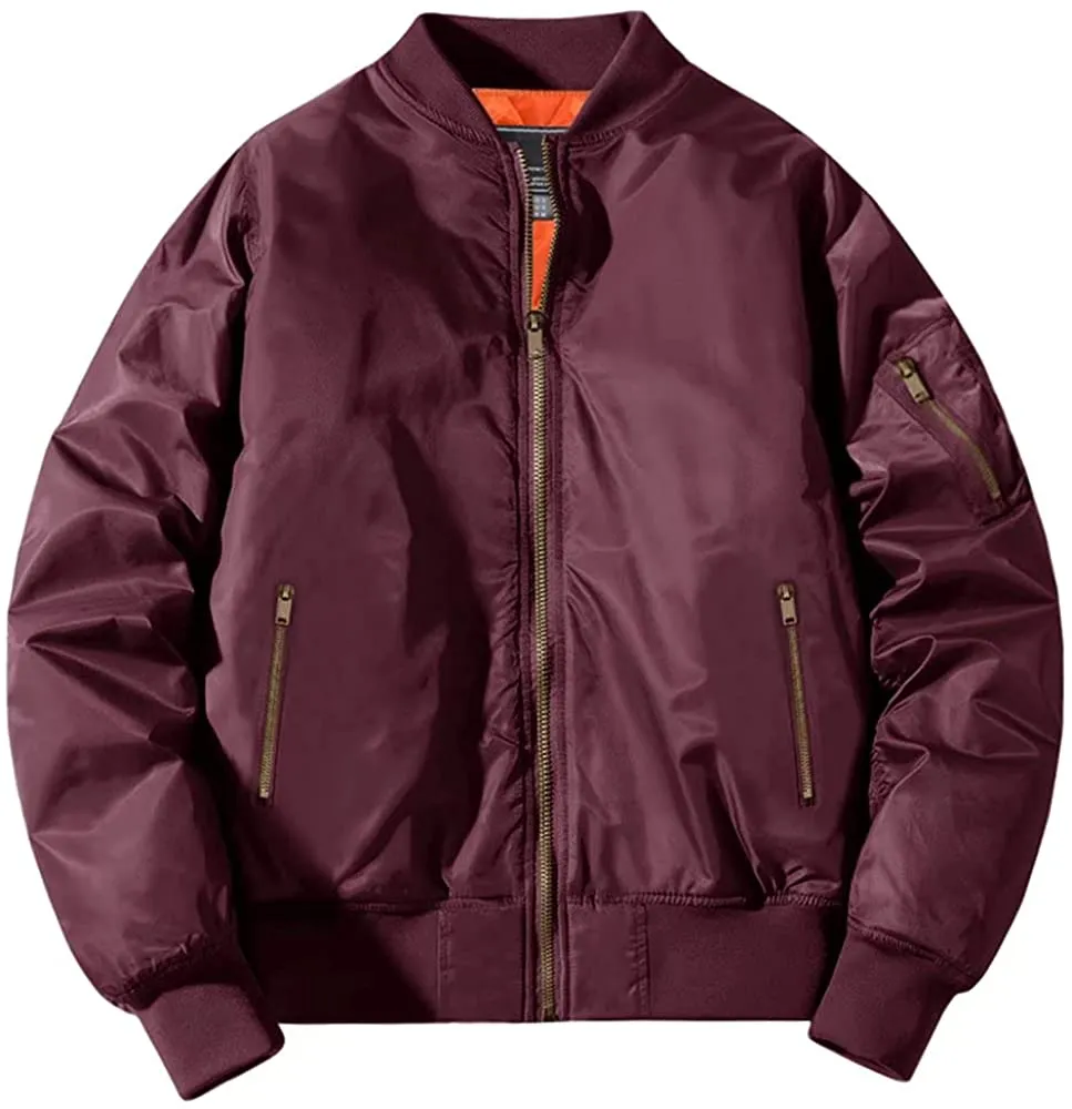 Men's Winter Zipper Pockets Bomber Jacket 02