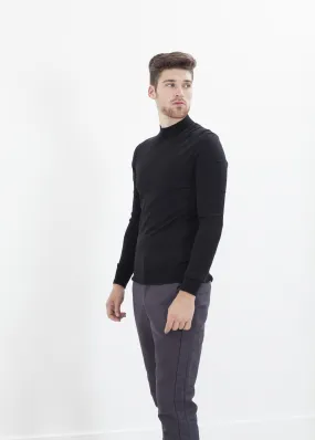 Merino Knit Turtleneck in Black - Less Choice