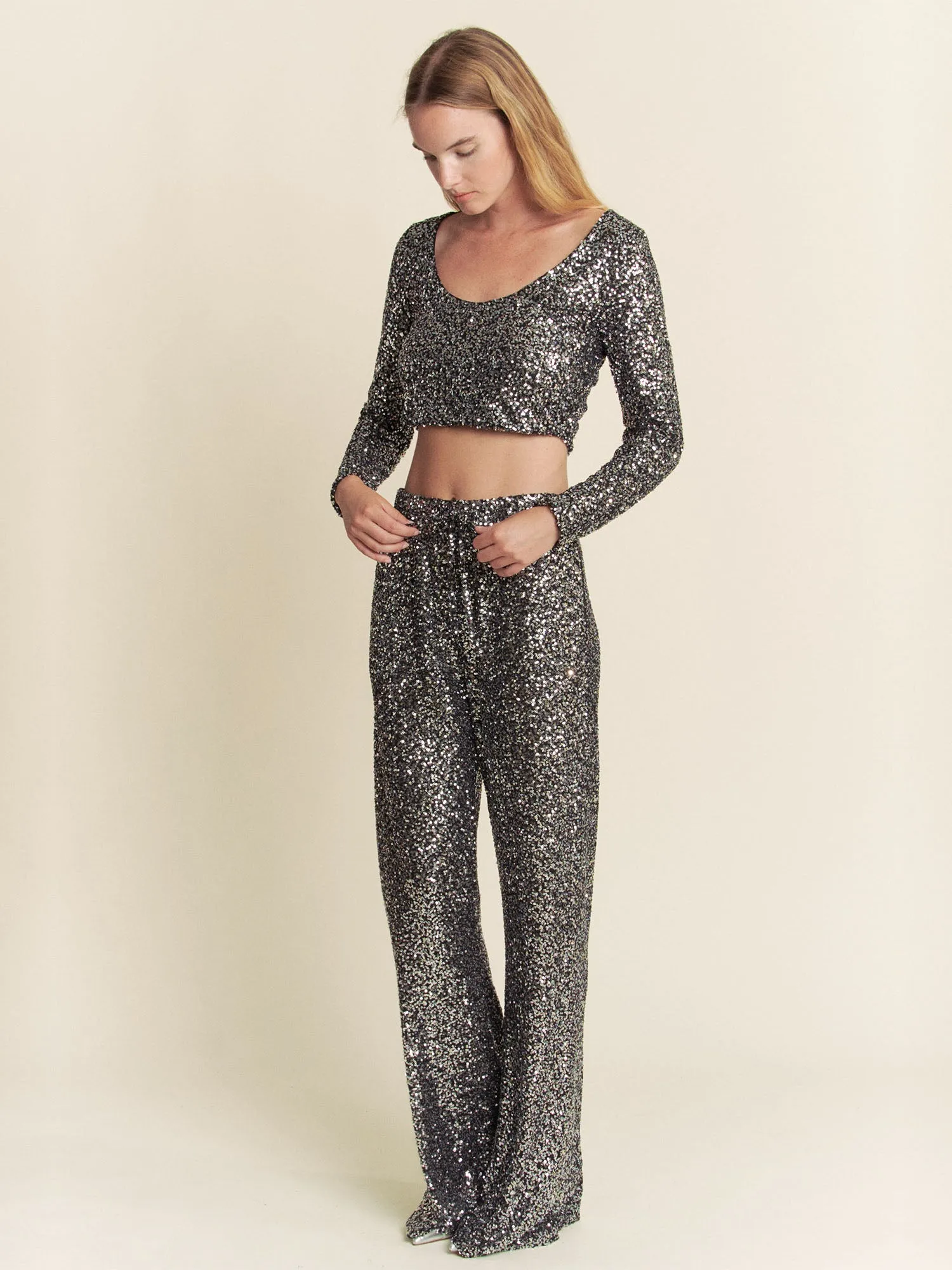 Metallic Sequin Pants