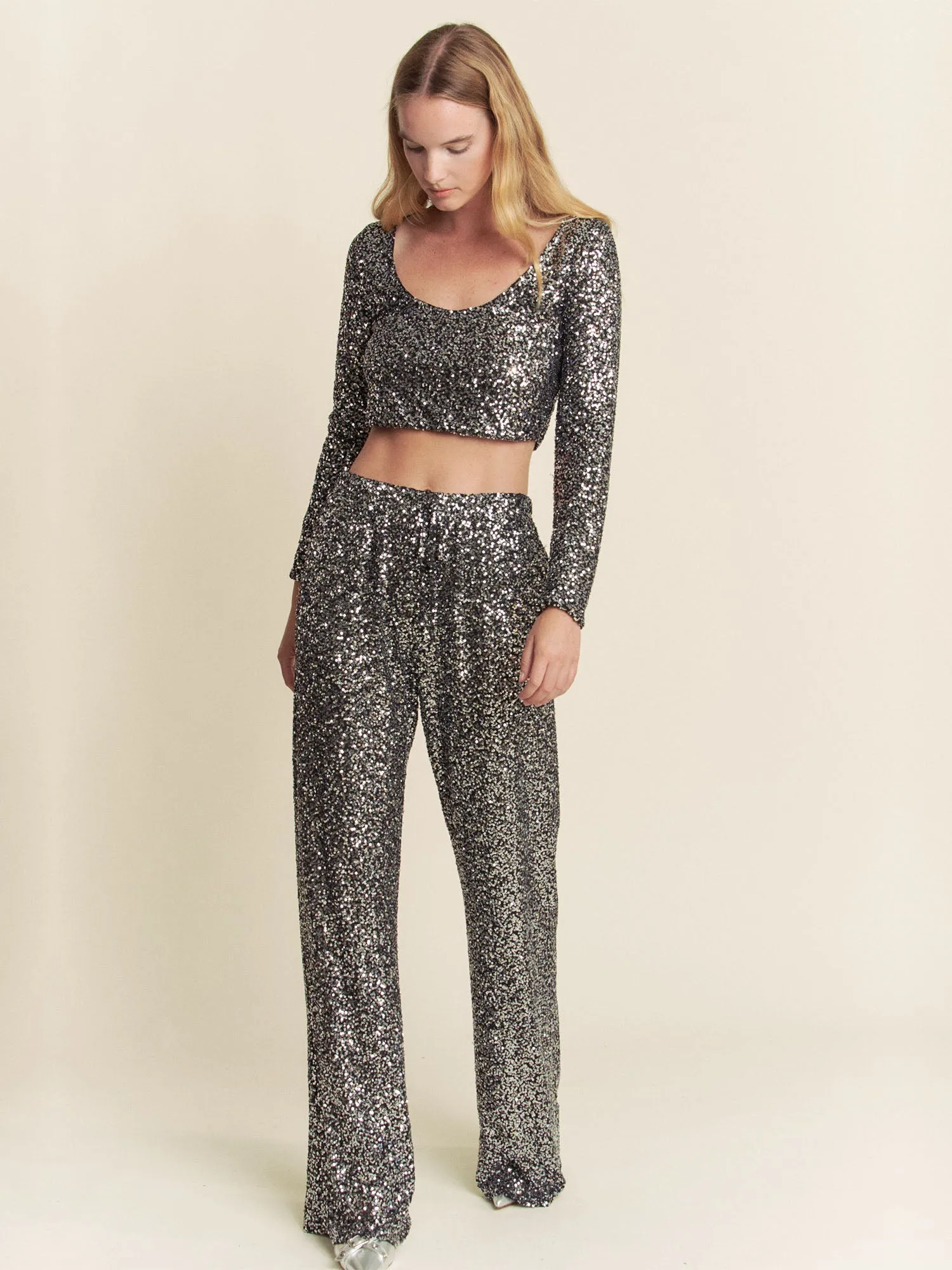 Metallic Sequin Pants