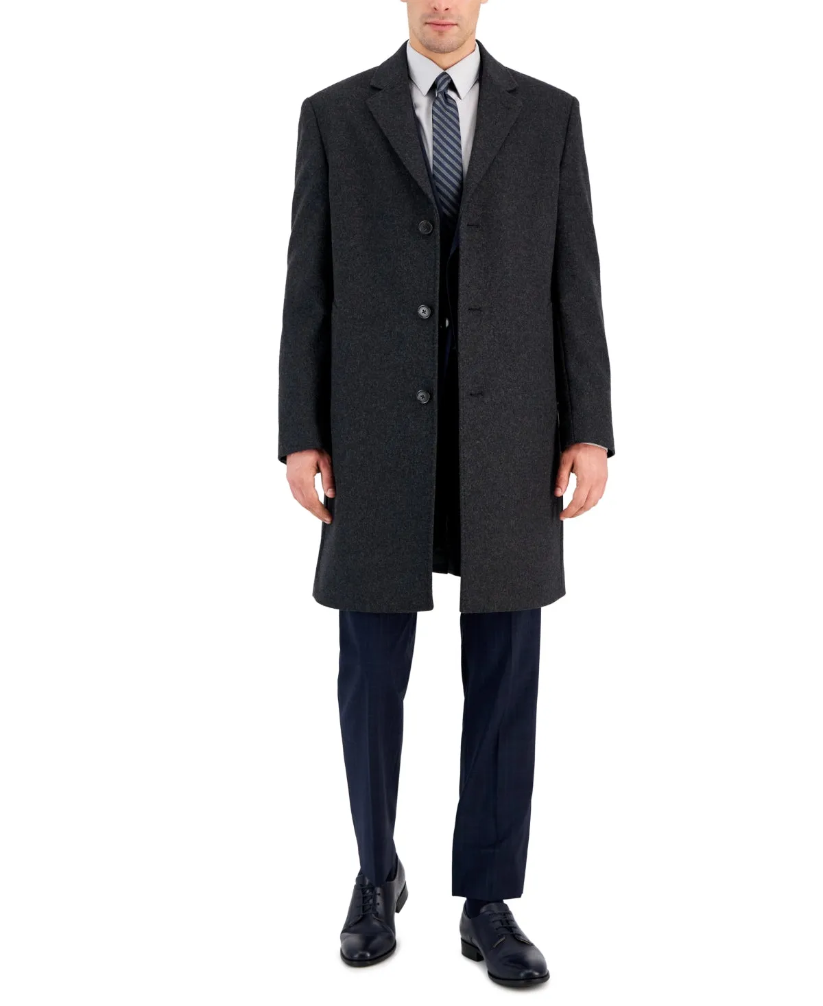 Michael Kors Mens Classic fit Overcoat Coat 42 L Charcoal Grey Solid