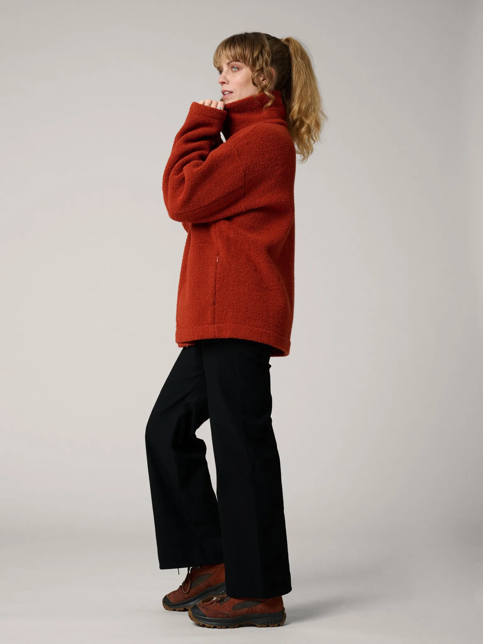 Minna Minimalist Wool Fleece Jacket Rust