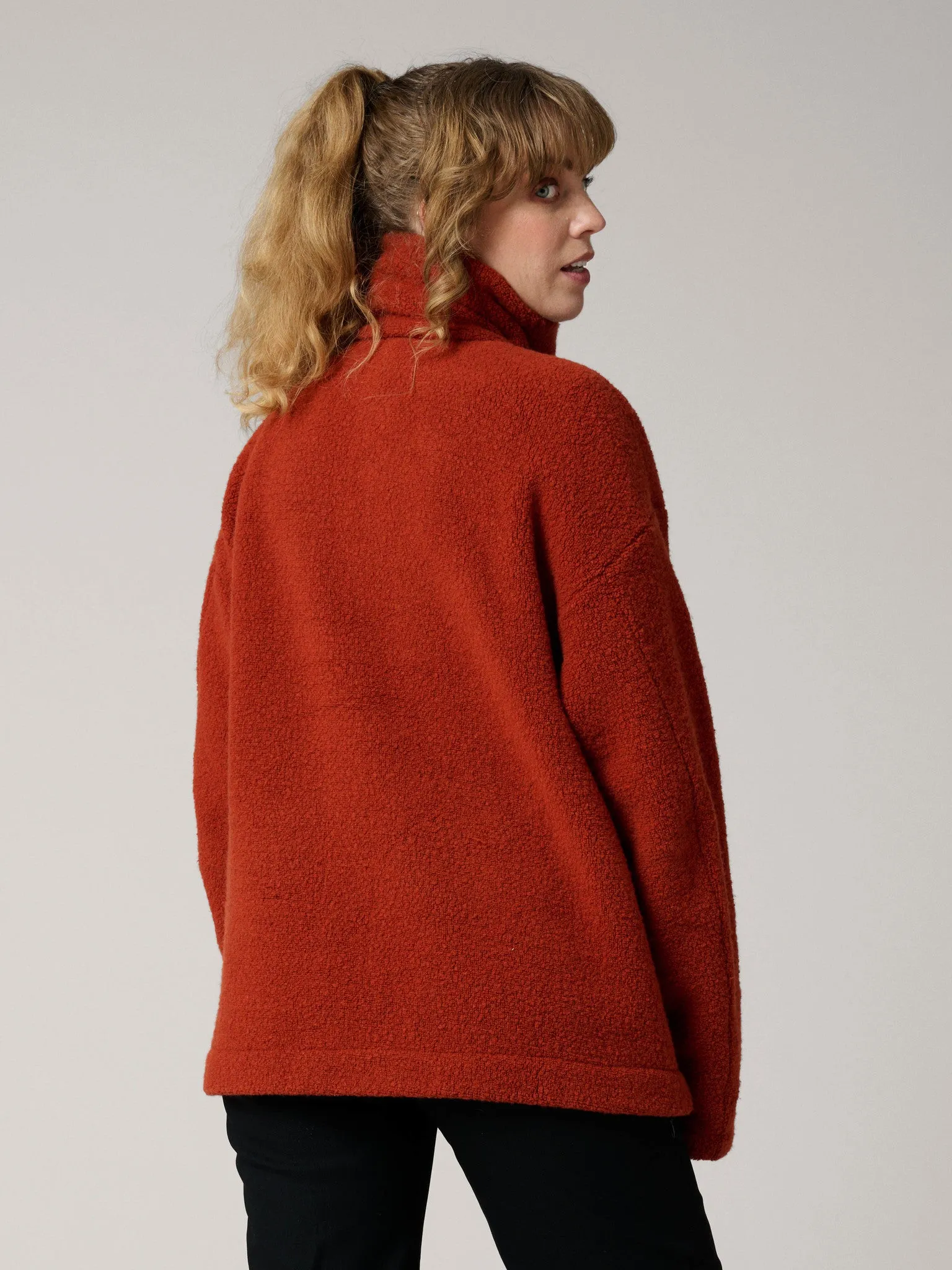 Minna Minimalist Wool Fleece Jacket Rust
