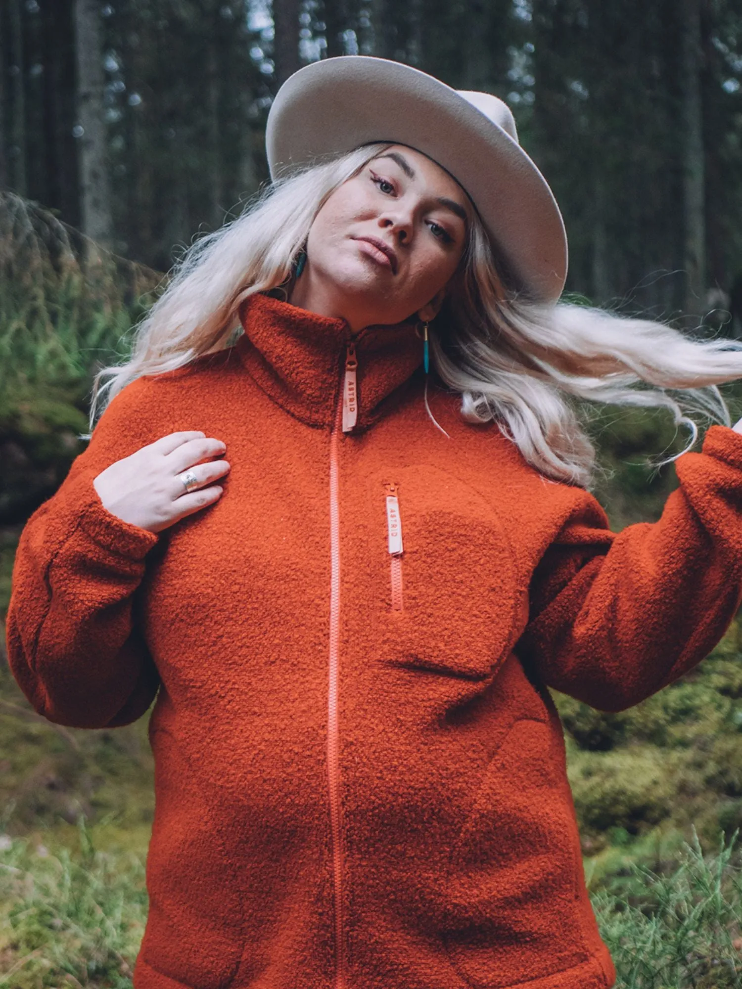 Minna Minimalist Wool Fleece Jacket Rust