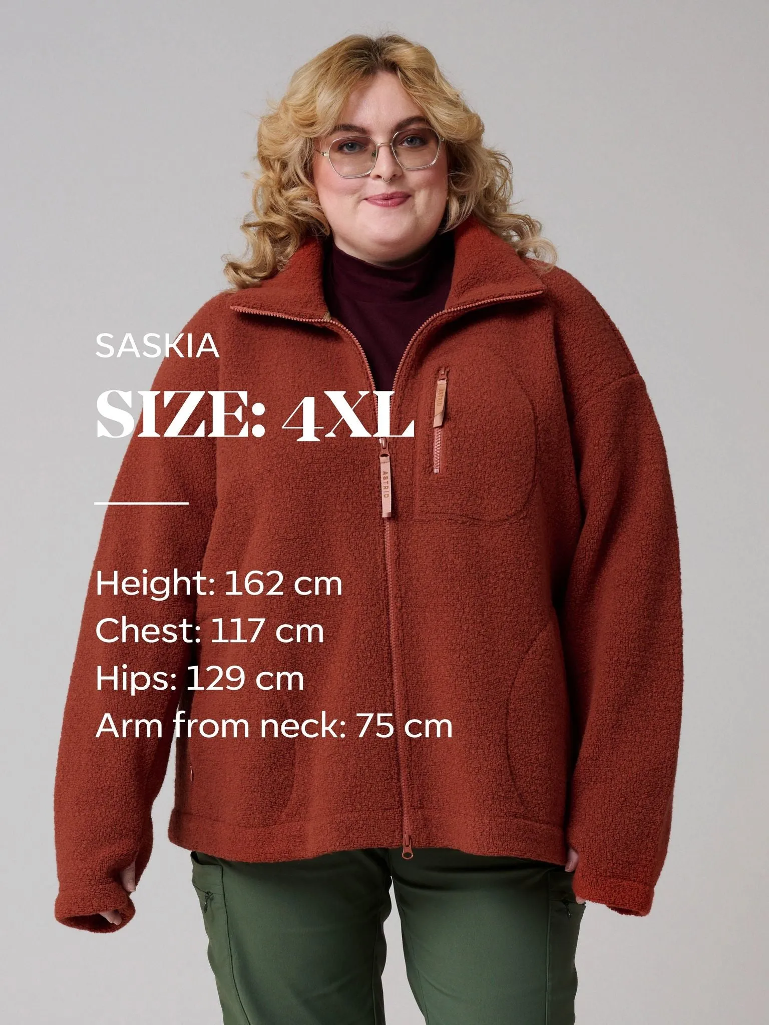 Minna Minimalist Wool Fleece Jacket Rust