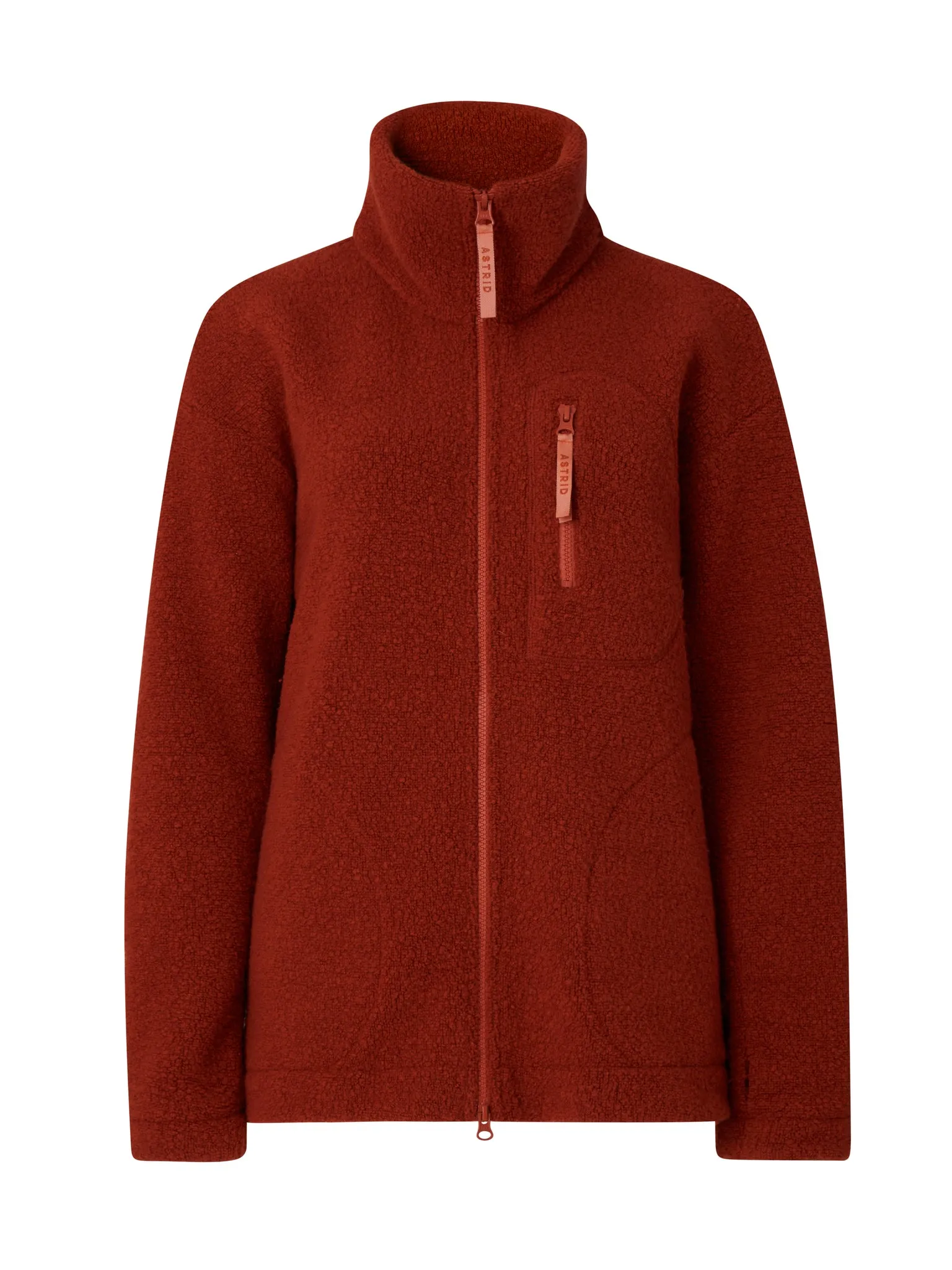 Minna Minimalist Wool Fleece Jacket Rust