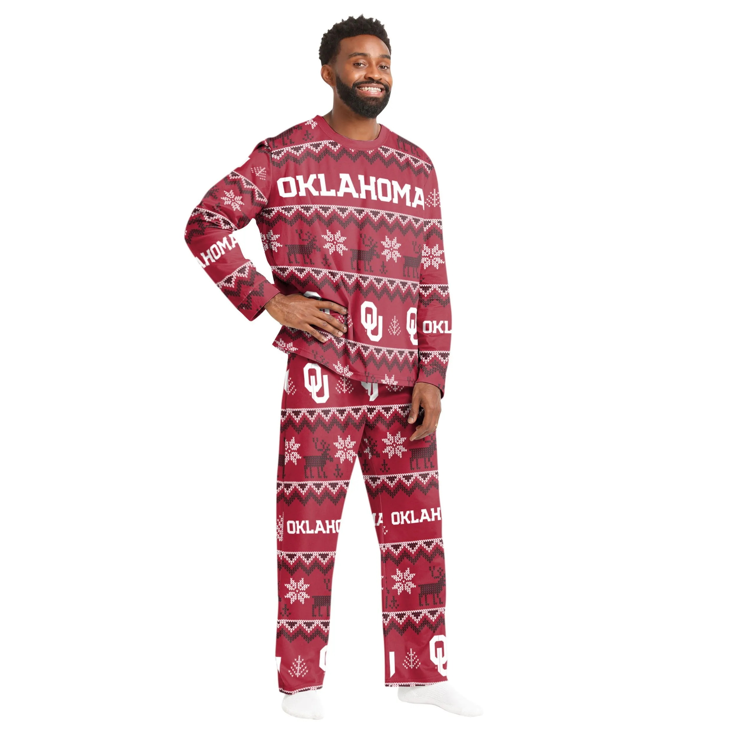 Oklahoma Sooners NCAA Ugly Pattern Family Holiday Pajamas