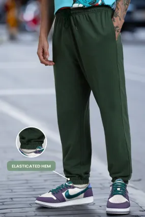 Olive Solid Baggy Fit Joggers