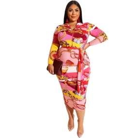 Oman Multicolor plus size bodycone dress