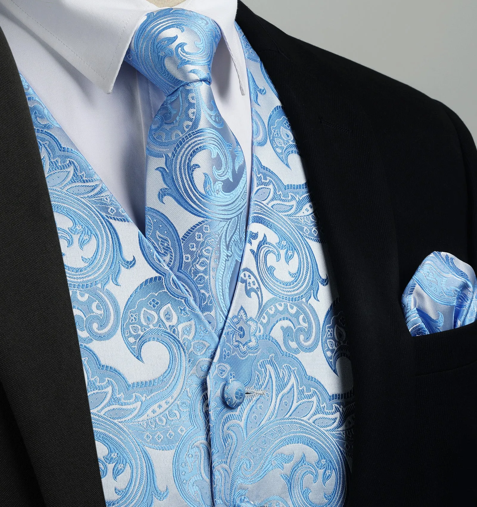 Paisley 4pc Suit Vest Set - BLUE