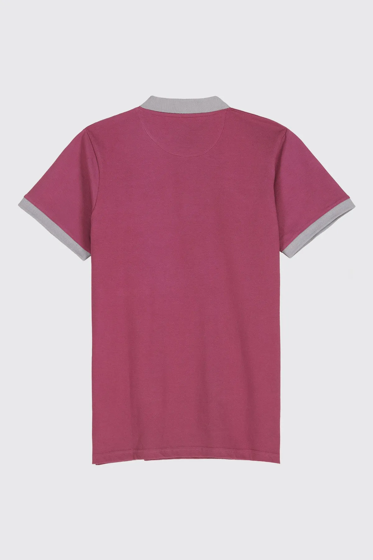 Plum Purple Contrast Embroidered Polo Shirt - A23 - MP0203R