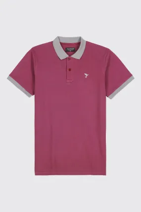 Plum Purple Contrast Embroidered Polo Shirt - A23 - MP0203R