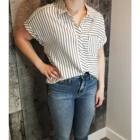 Point Zero Women's Short Sleeve Striped Blouse