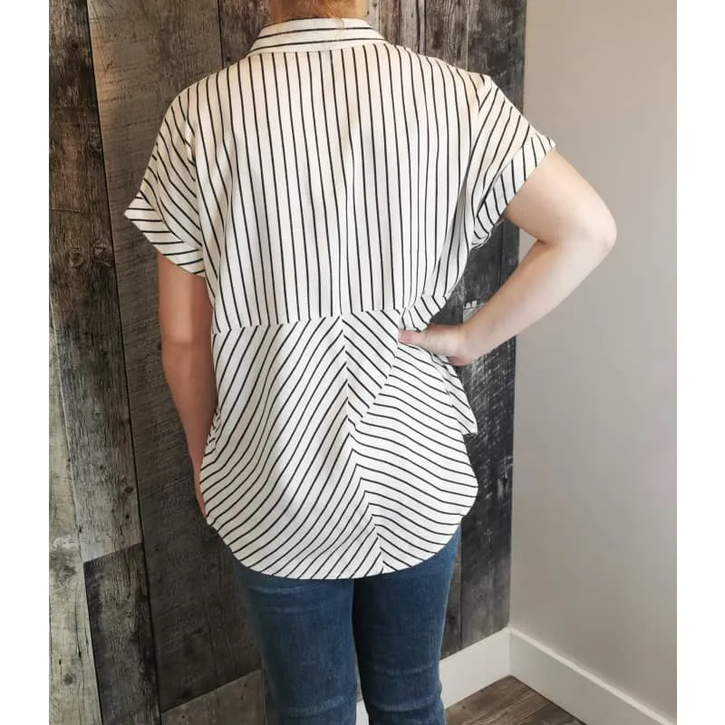 Point Zero Women's Short Sleeve Striped Blouse