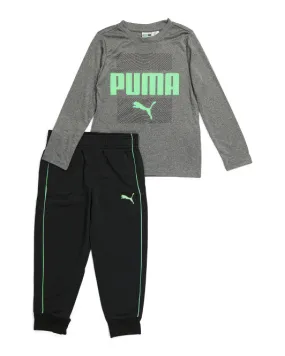 Puma Little Boy Long Sleeve Tee And Tricot Jogger Set