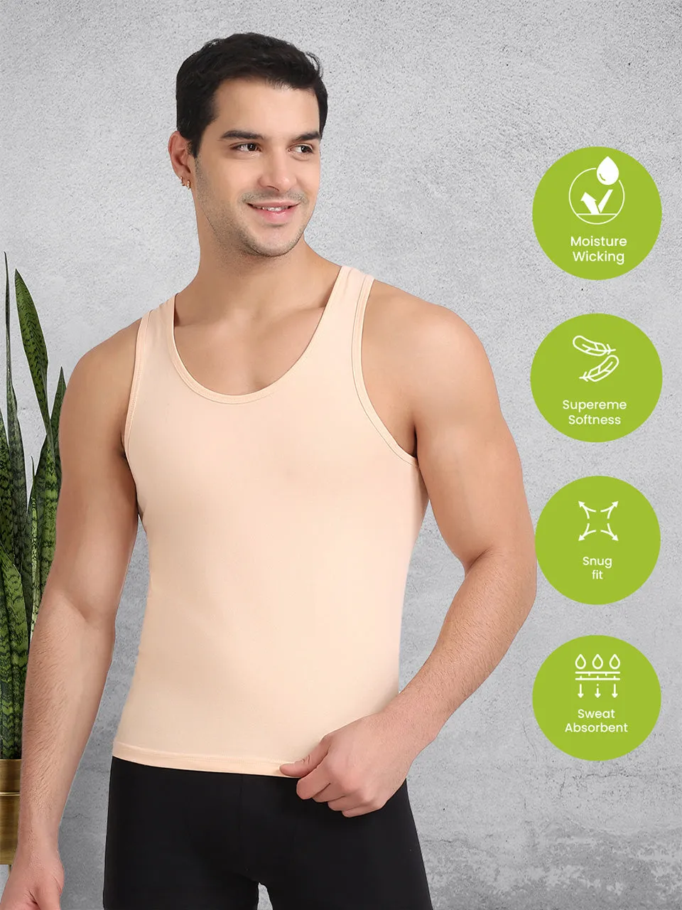 Regular Fit Organic Cotton Comfort Vest for Men-Pack of 3