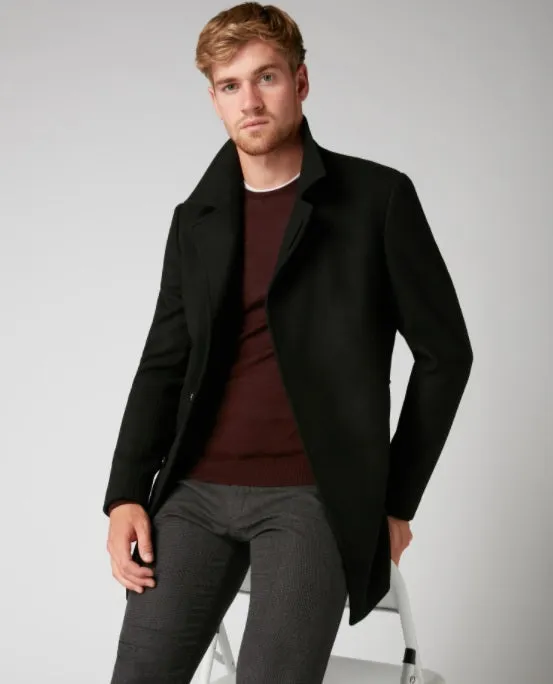 Remus Uomo Lohman Tailored Overcoat - Black