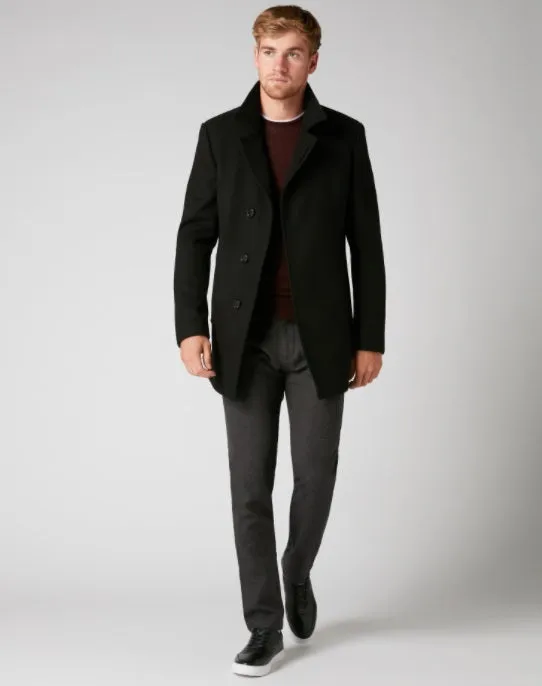Remus Uomo Lohman Tailored Overcoat - Black