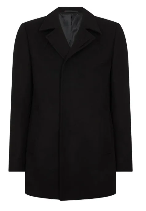 Remus Uomo Lohman Tailored Overcoat - Black