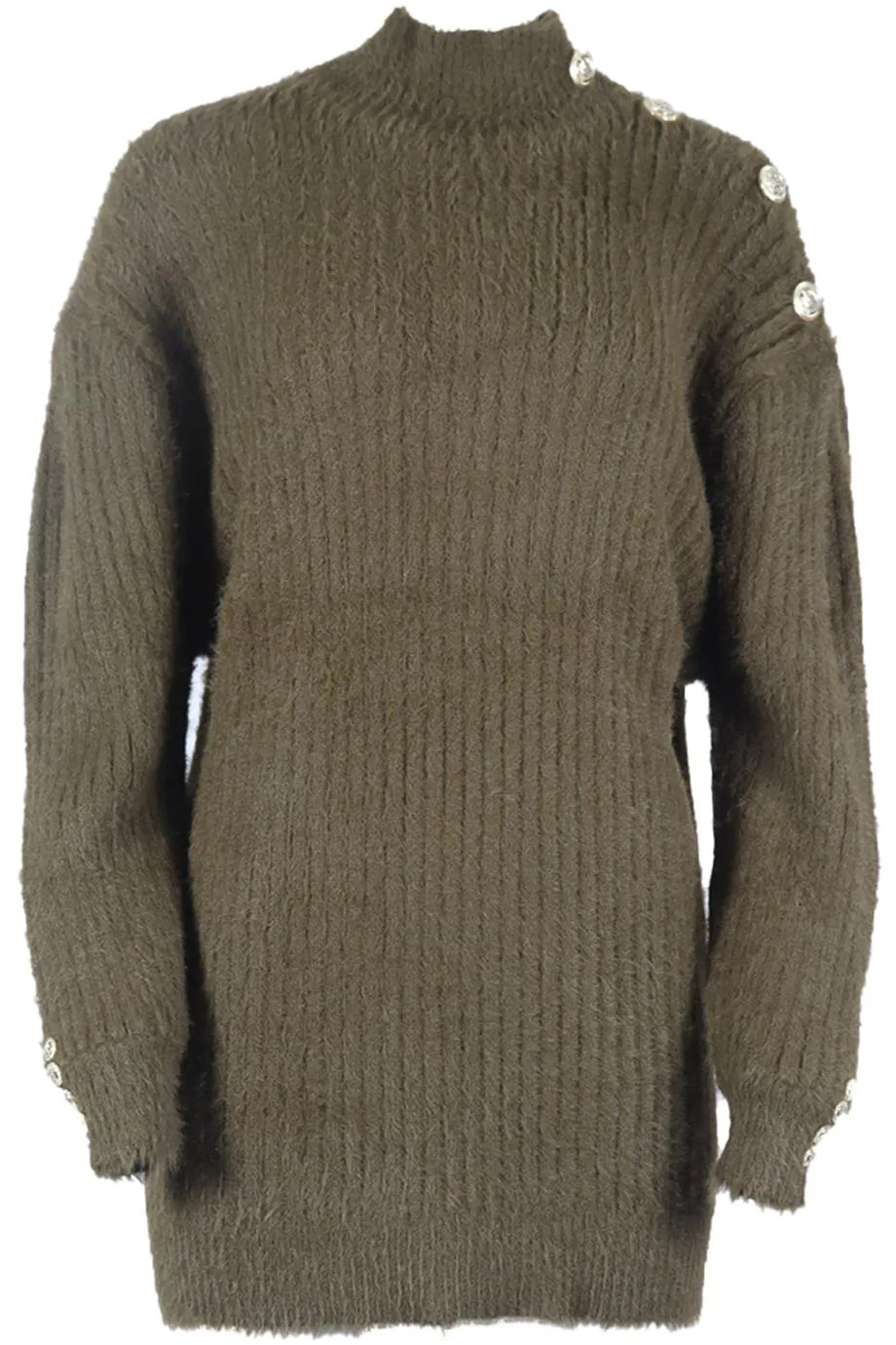RETROFÊTE RIBBED KNIT TURTLENECK MINI DRESS MEDIUM