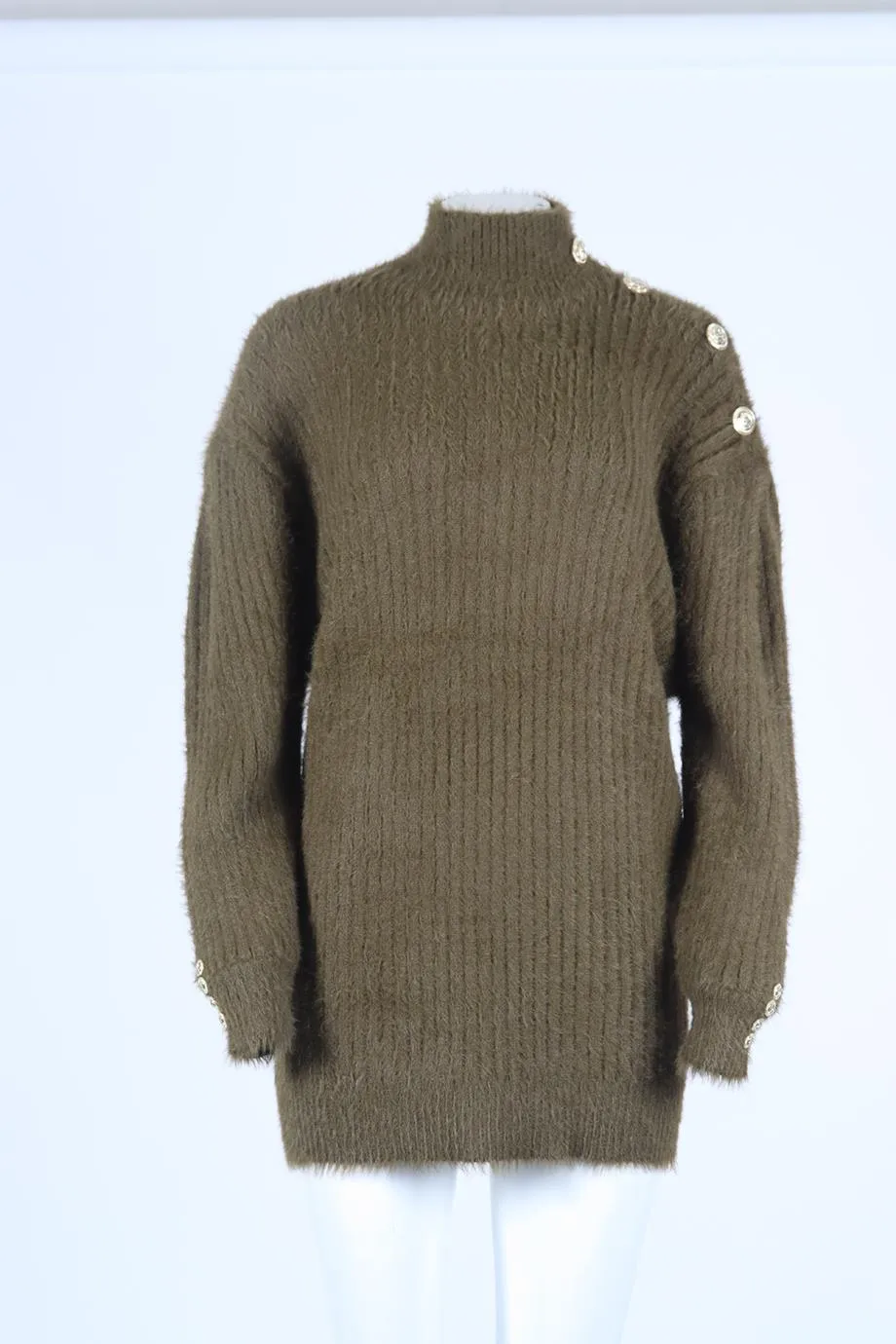 RETROFÊTE RIBBED KNIT TURTLENECK MINI DRESS MEDIUM