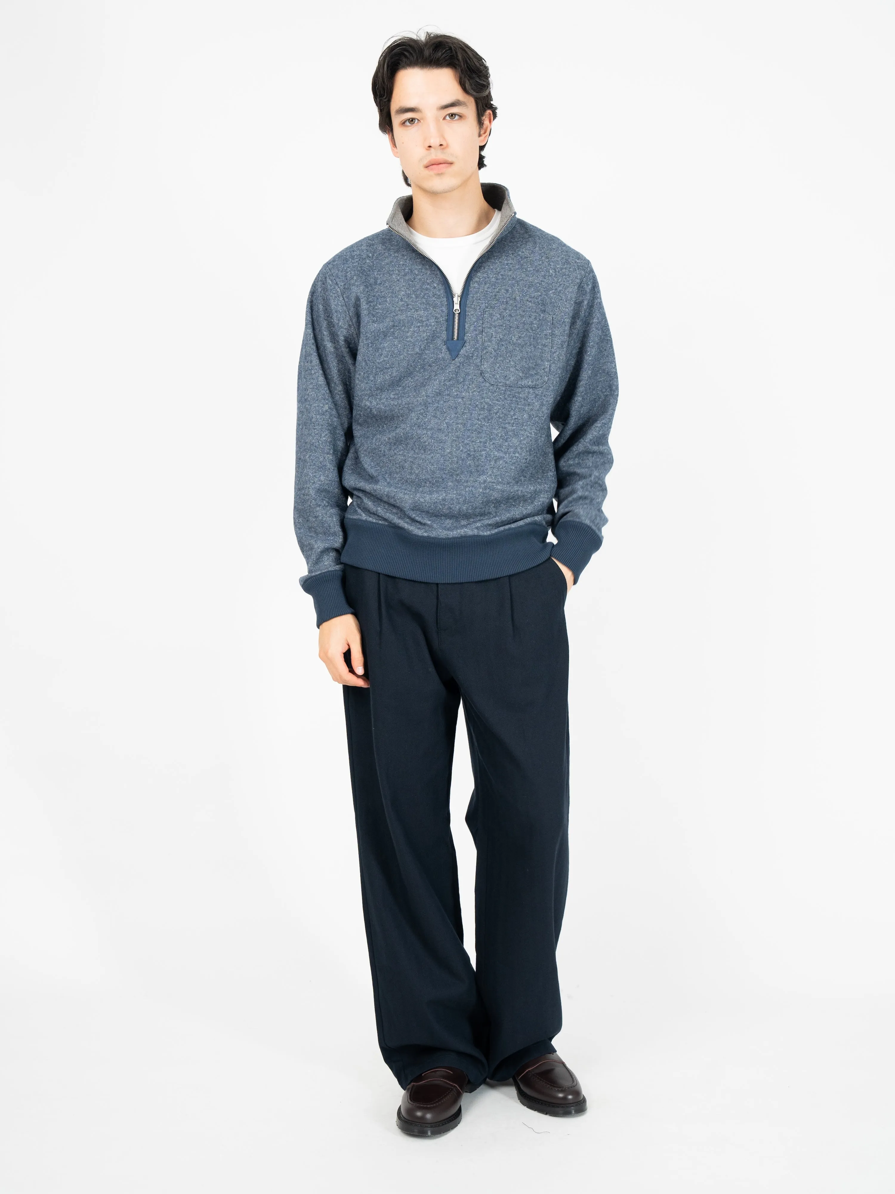 Reversible Half Zip Sweatshirt Edgware Charcoal/Navy