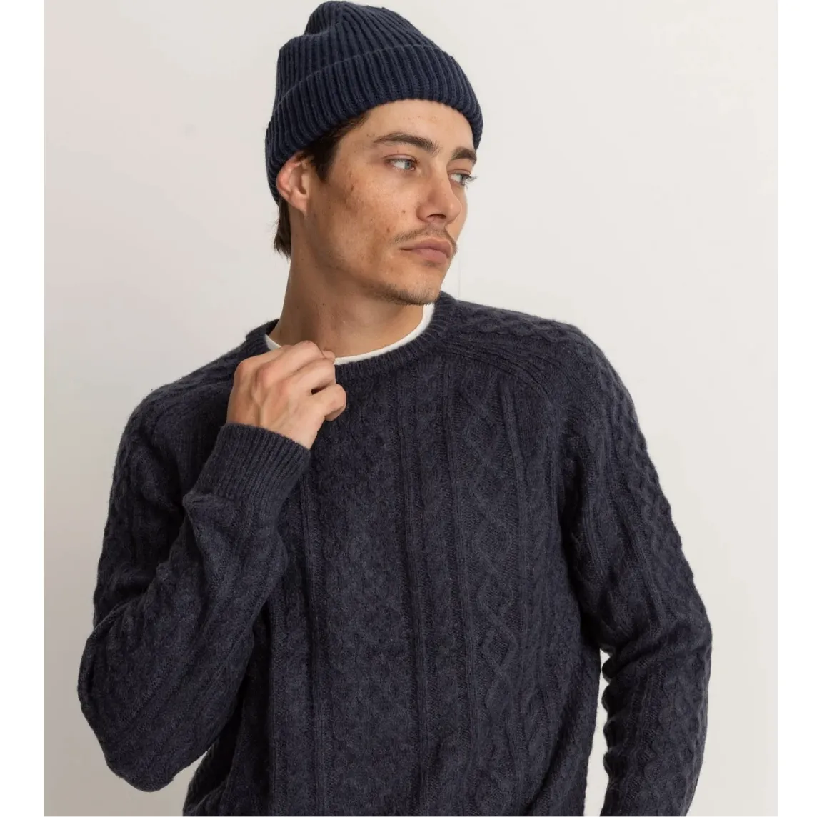 Rhythm | Mohair Fishermans Knit | Blue Coal