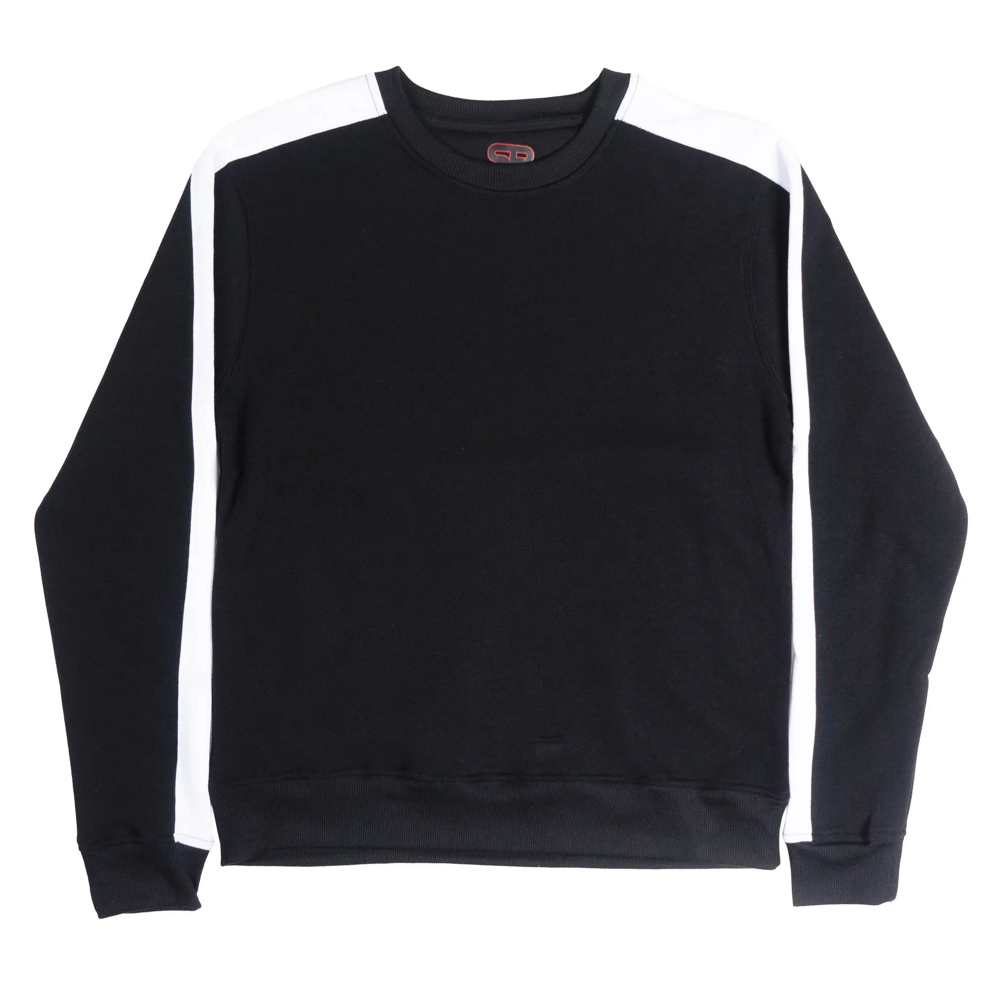 ROYAL BLUE SINGLE STRIPE FLEECE CREWNECK PULL OVER BLACK/WHITE  - 4513