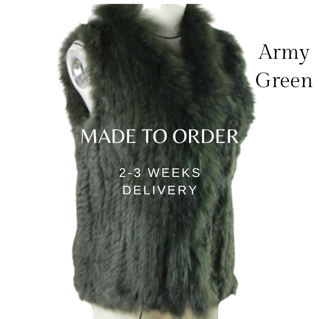 SALE genuine rabbit fur vest, TEAL size 10