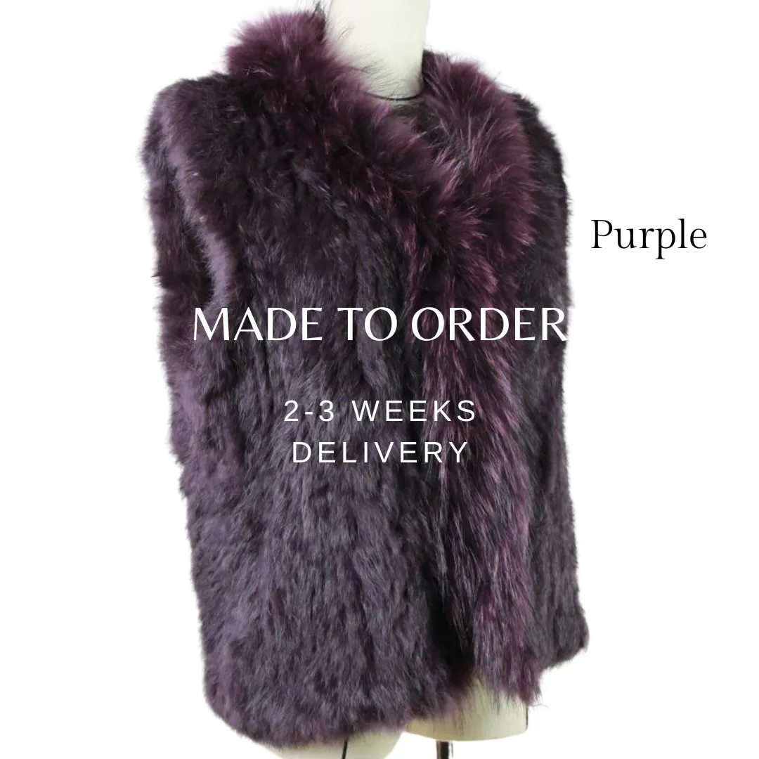 SALE genuine rabbit fur vest, TEAL size 10
