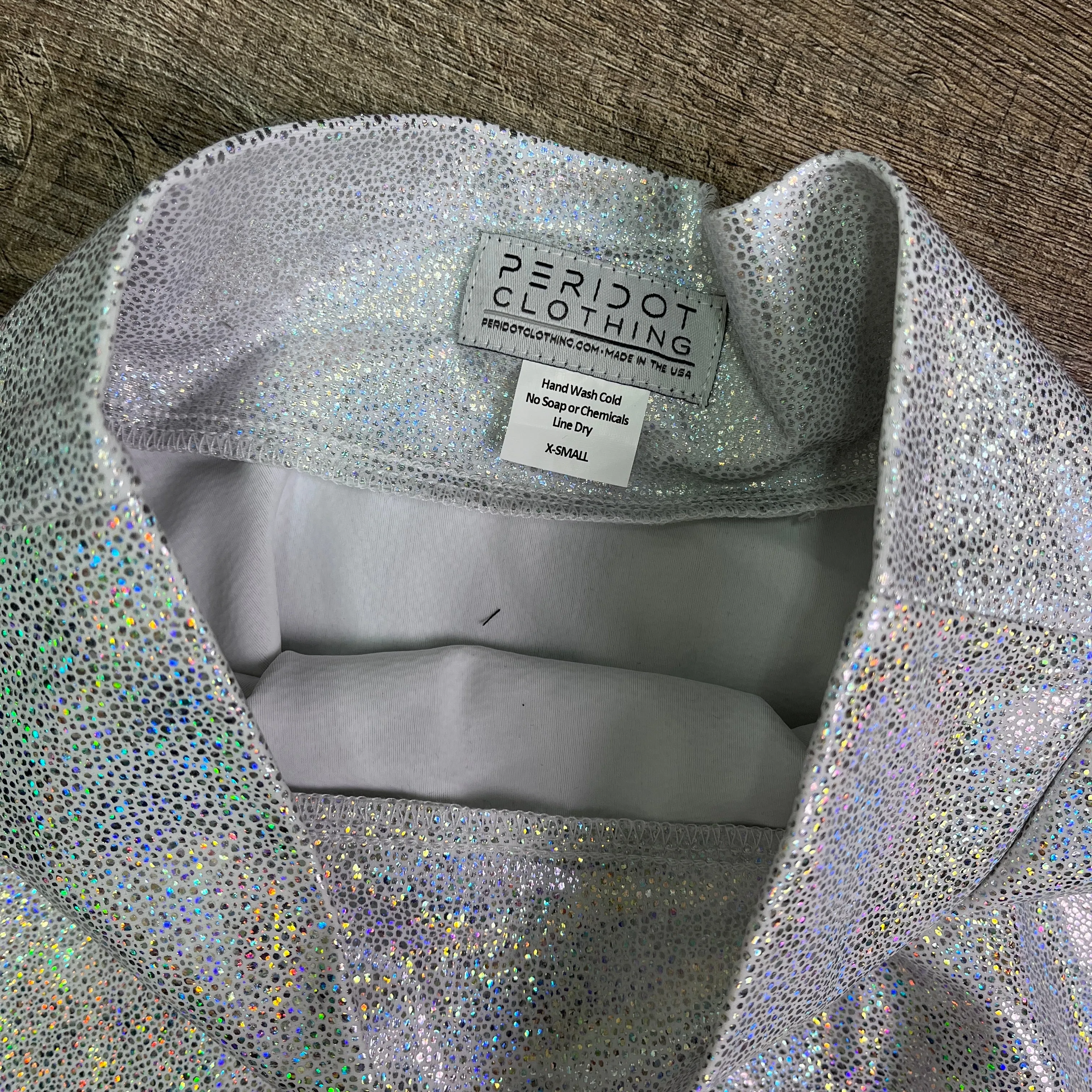 SALE - XS Only - 13" Skater Skirt - Silver on White Holo