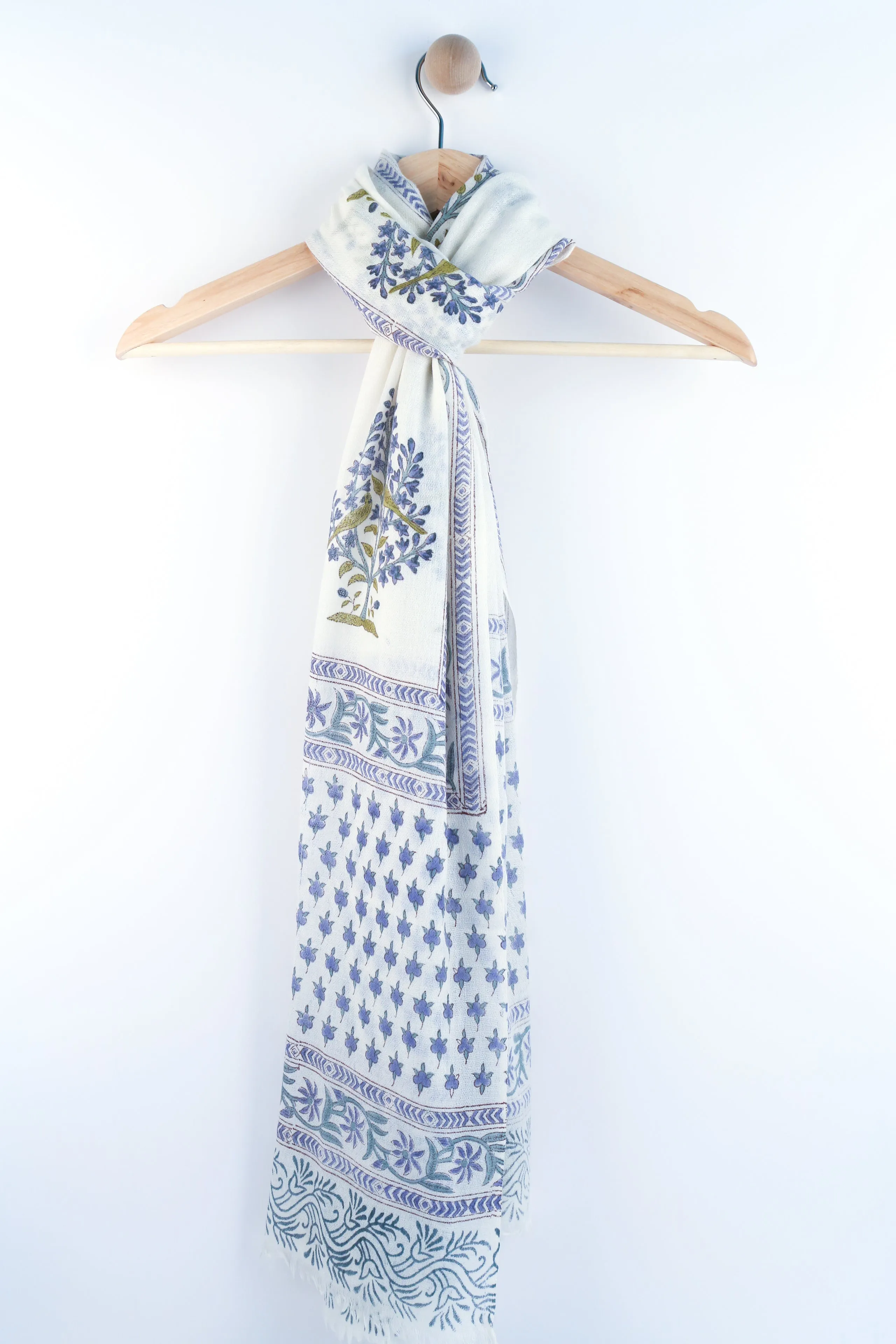 SCARF: Silk n Wool Handblock Printed