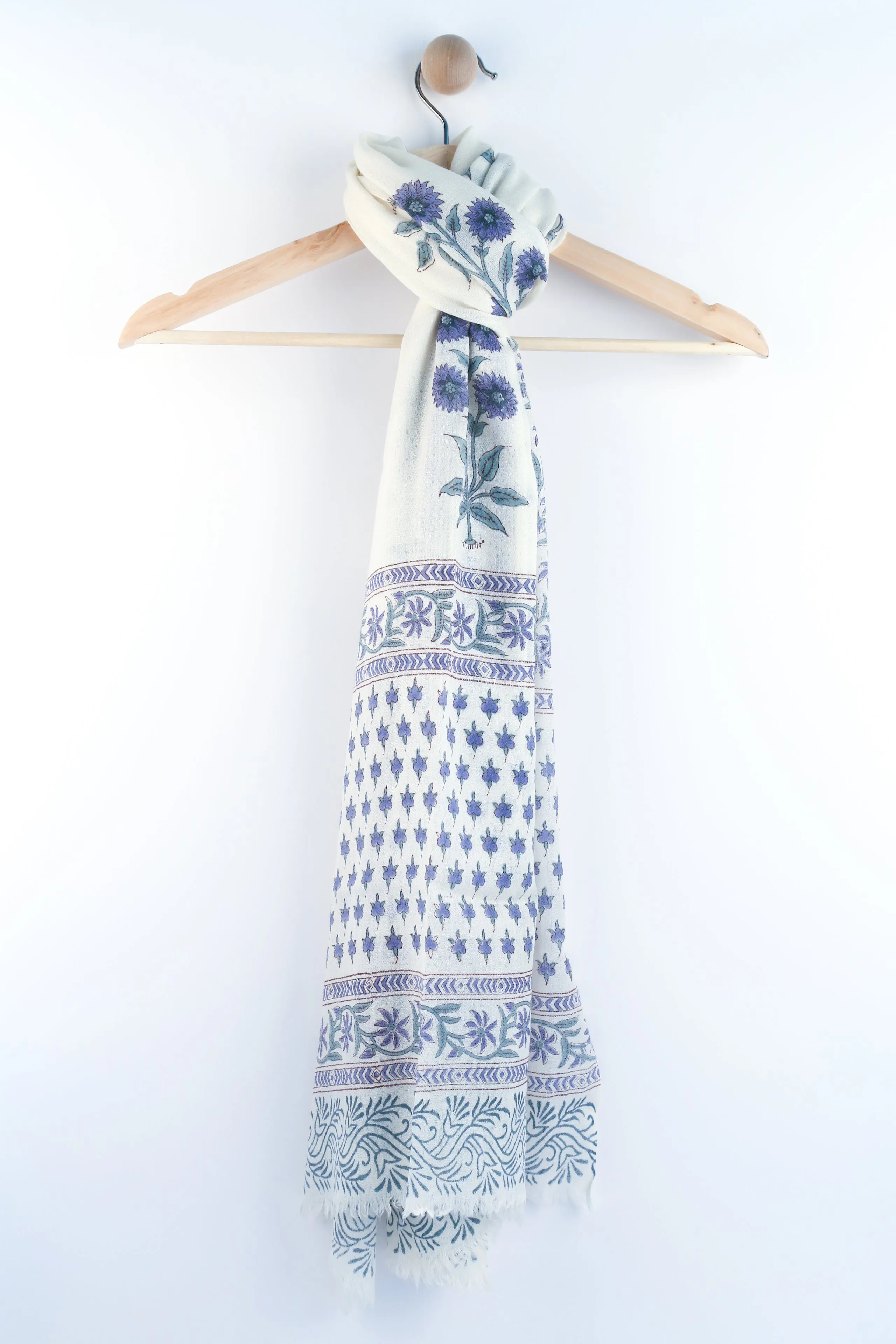 SCARF: Silk n Wool Handblock Printed