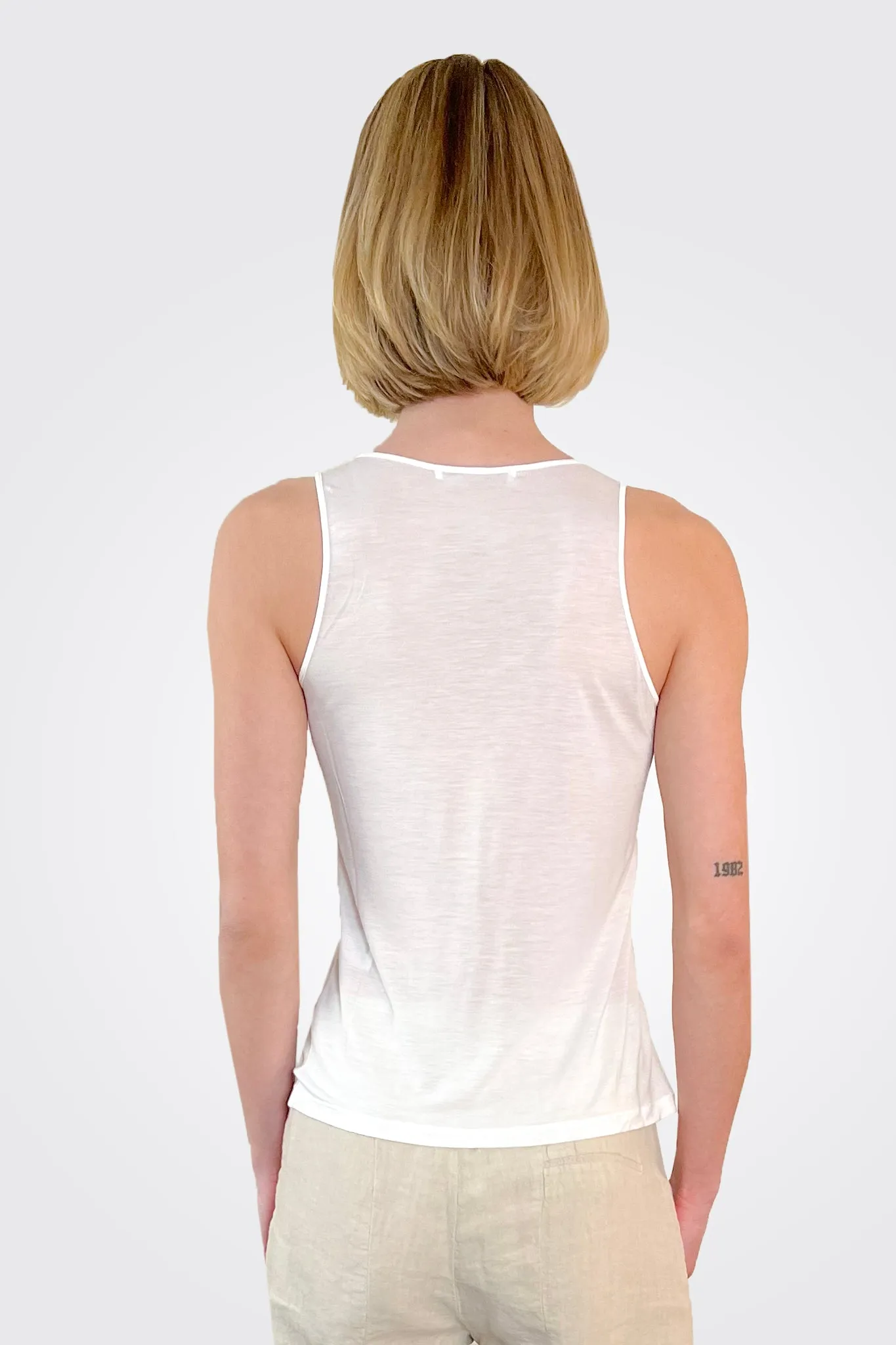 Scoop Neck Tank - White