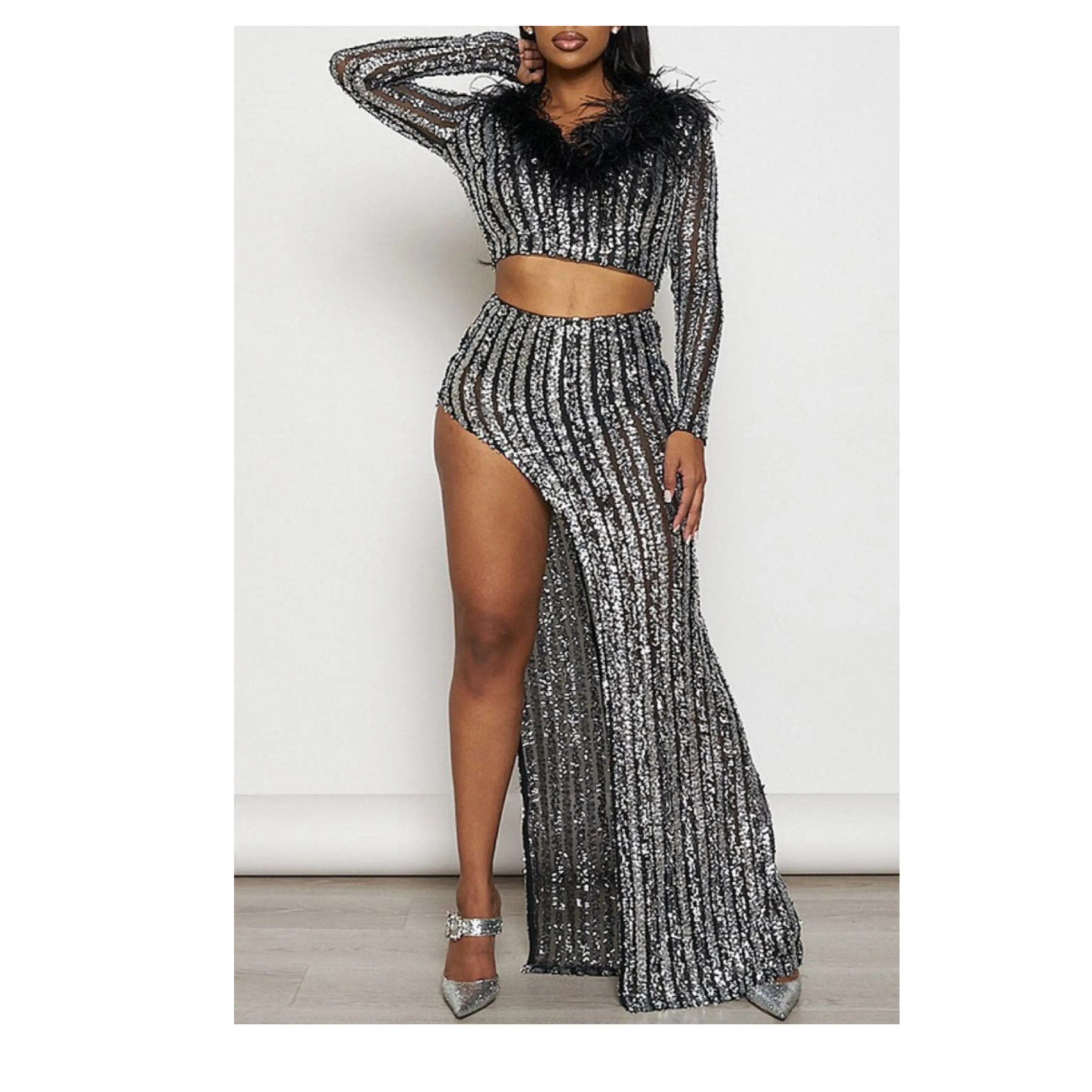 SEQUIN ASYMMETRIC SKIRT