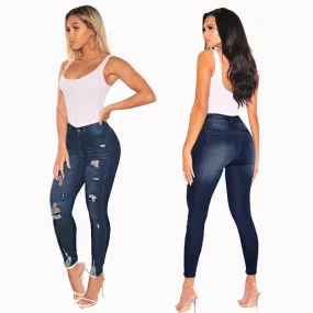 Sexy High Waist Stretch Ripped Skinny Pants