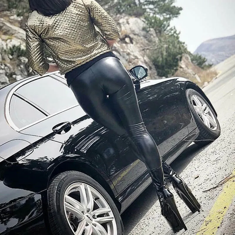 Sexy Plus Size Leather High Waist Bodycon Skinny Pants