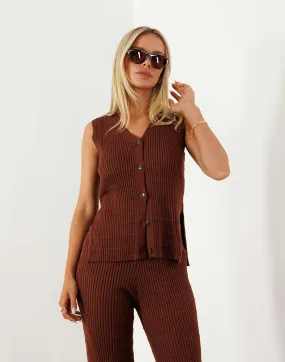 Shane Vest - Relaxed Knitted Vest - Chocolate