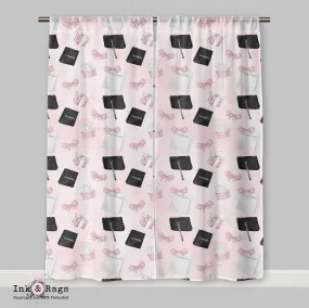 Shopping Spree Fashion Pink I love you Script Curtains