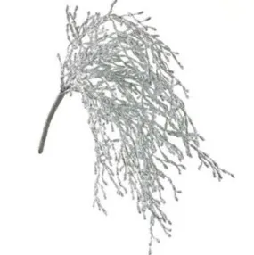 Silver Glittered Twig Spray
