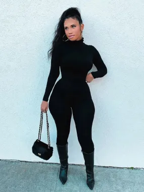 Simenual Chic Turtleneck Romper: Elegant, Slim, Sporty