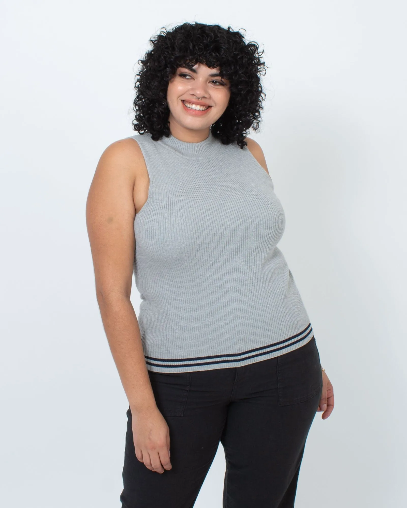 Sleeveless Mock Turtleneck Sweater
